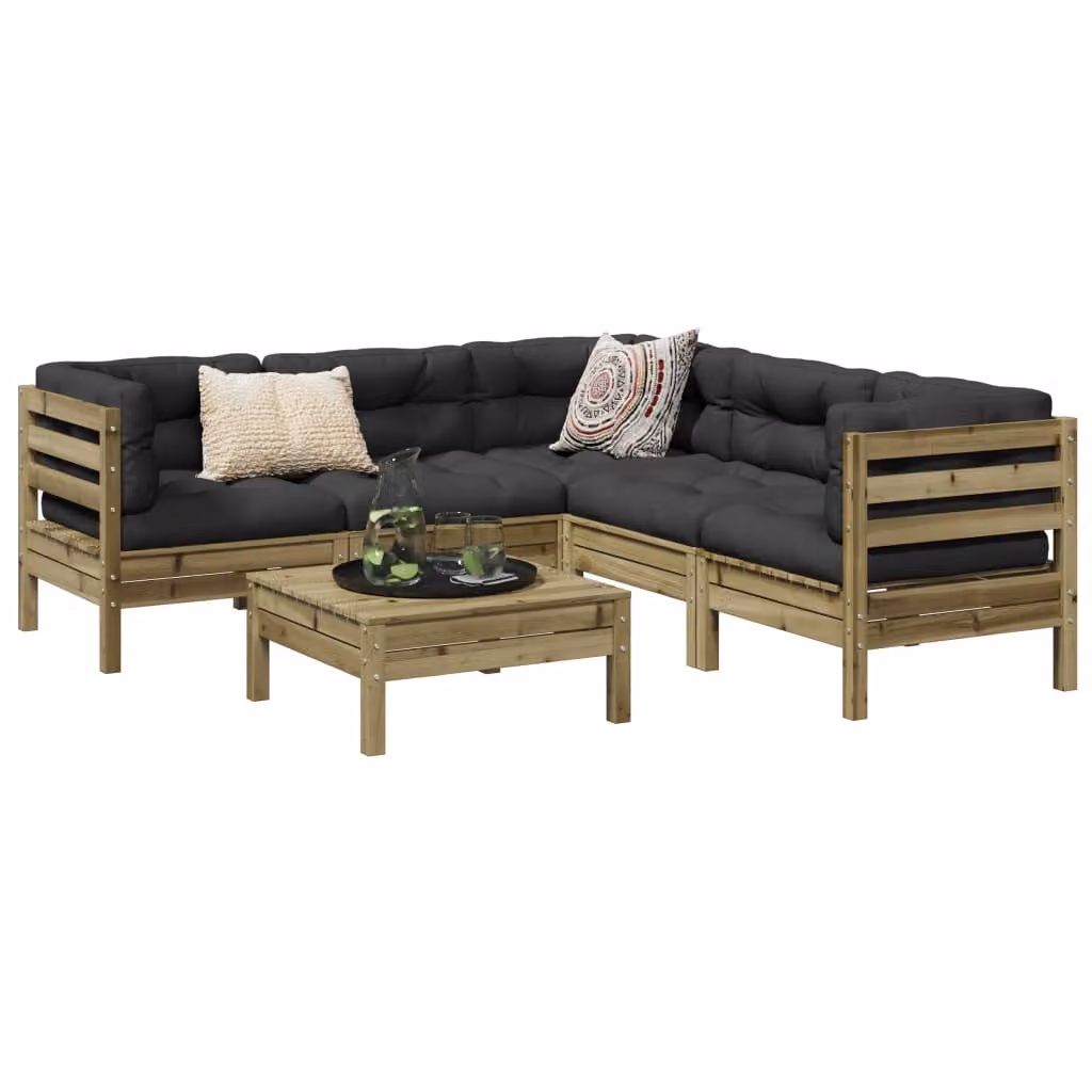 Maison Exclusive - Set da giardino composto da 6 pezzi con cuscini, in legno di pino trattato