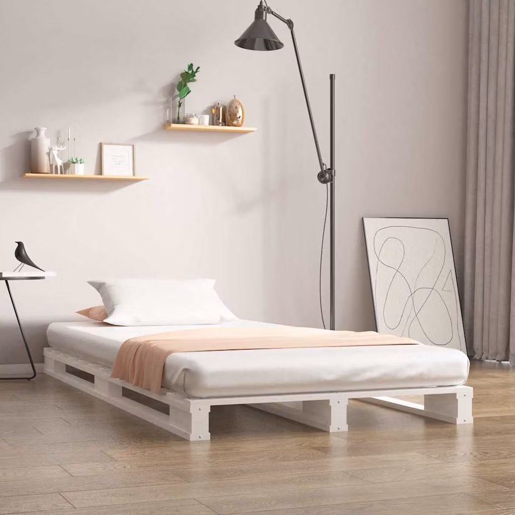Letto a pallet singolo vidaXL in legno massello di pino bianco L 90 cm x P 190 cm