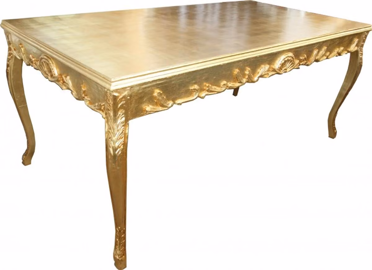 Tavolo da pranzo Casa Padrino Barock, finitura oro, 200 x 99 cm, modello 2 - Massiccio tavolo da pranzo in stile antico