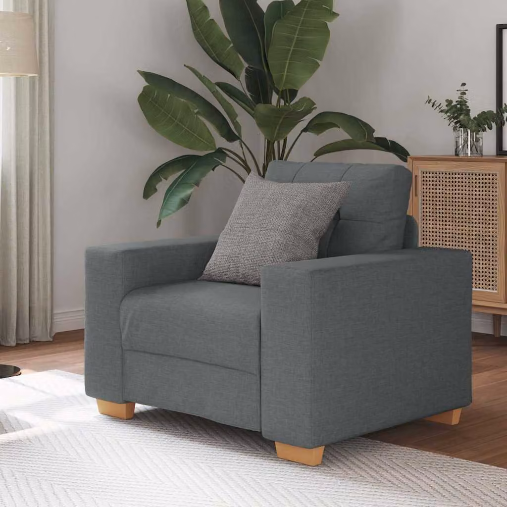 Poltrona lounge moderna vidaXL in tessuto grigio con braccioli, L: 100 cm, P: 78 cm, H: 80 cm