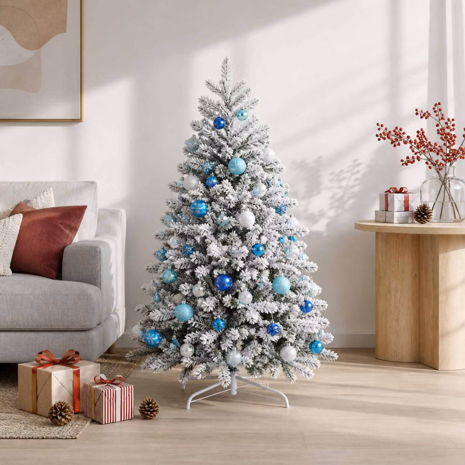 vidaXL Set di Palline di Natale 88 pz Turchese, blu scuro e bianco