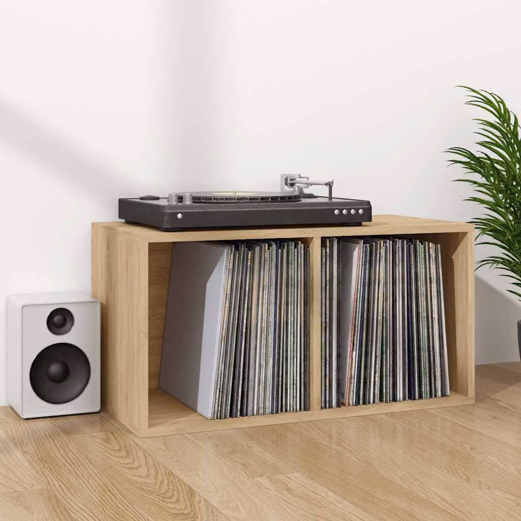 vidaXL Contenitore per Vinili in Legno Multistrato, Colore Marrone, L: 71 cm, P: 34 cm, H: 36 cm