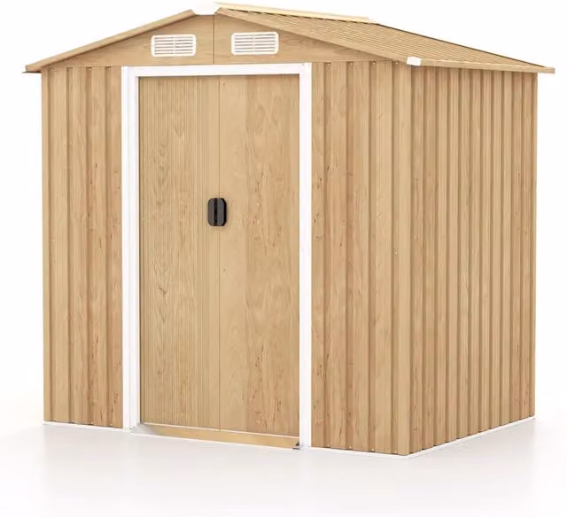 Casetta da giardino moderna in acciaio zincato marrone con porte scorrevoli L/P/H: 196 x 142 x 186 cm