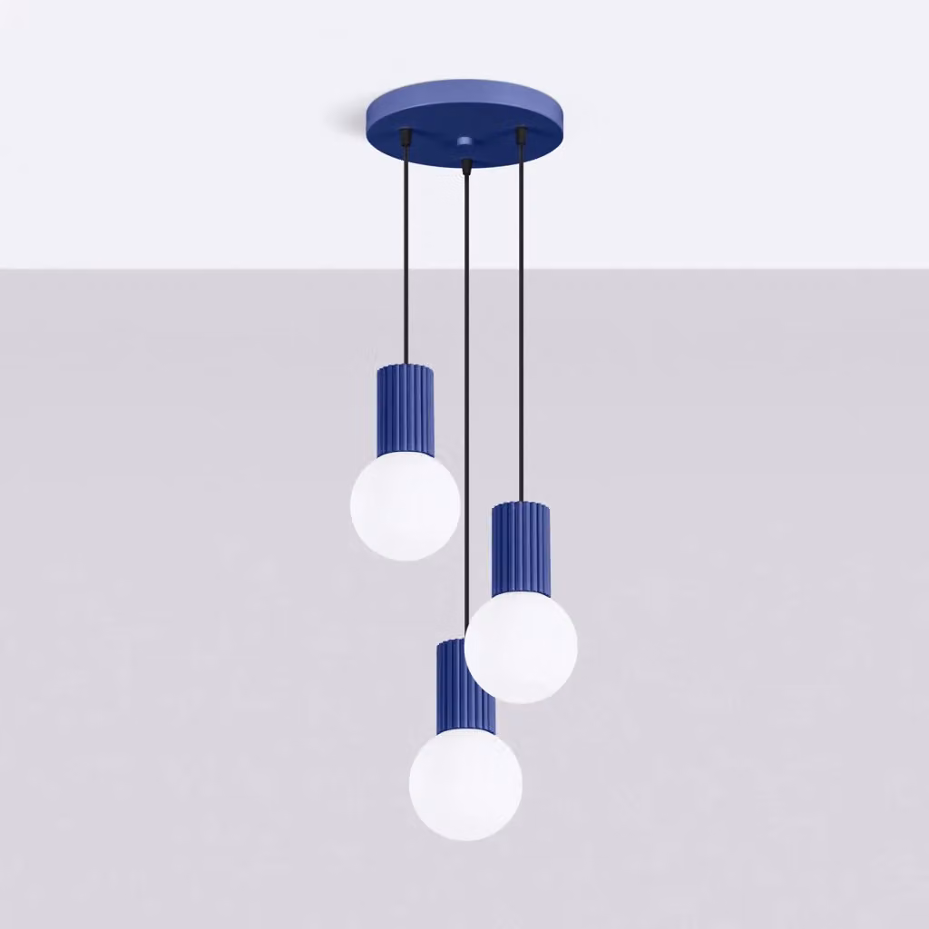 Lampada a sospensione HALO 3P Sollux Lighting blu in alluminio e vetro – 2