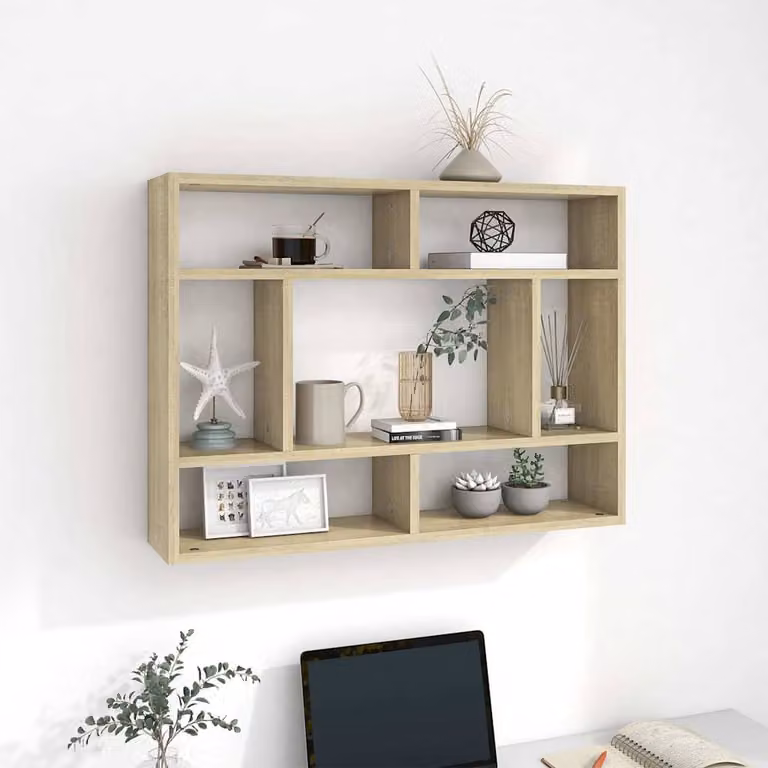 Scaffale a Parete Moderno vidaXL in Legno Multistrato e MDF, Colore Marrone, L 75 cm x P 16 cm x H 55 cm