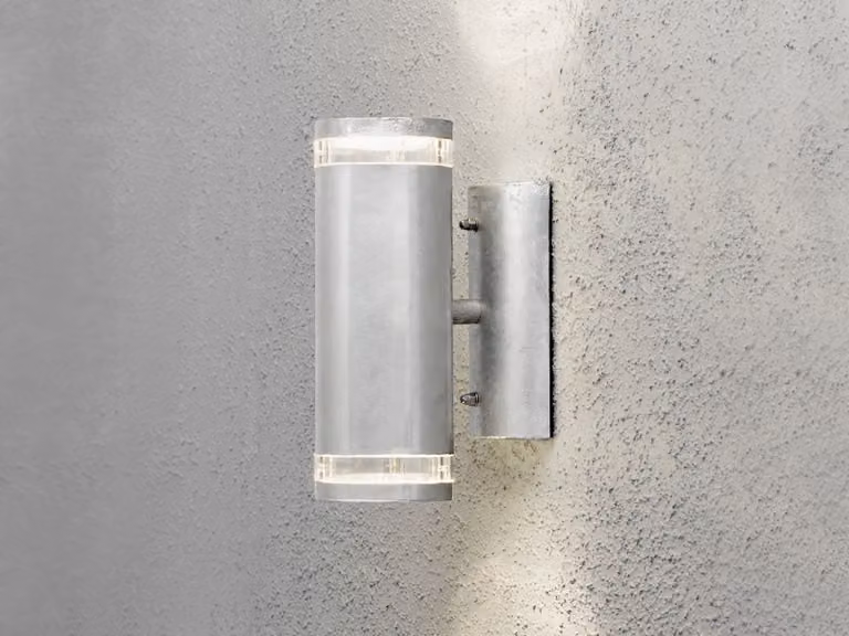 Lampada da parete LED Up Down per l'illuminazione di facciate, lampada da esterno da 24 cm, argento