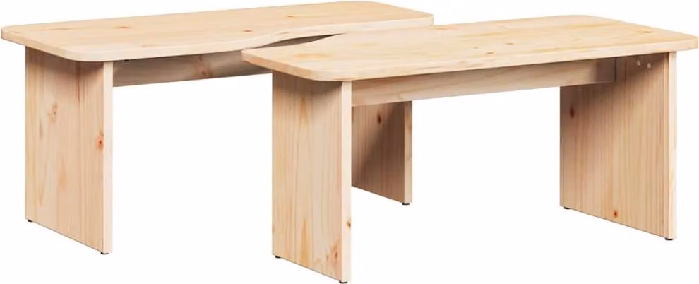 Tavolino da salotto 2 pcs Naturale Legno di pino massello