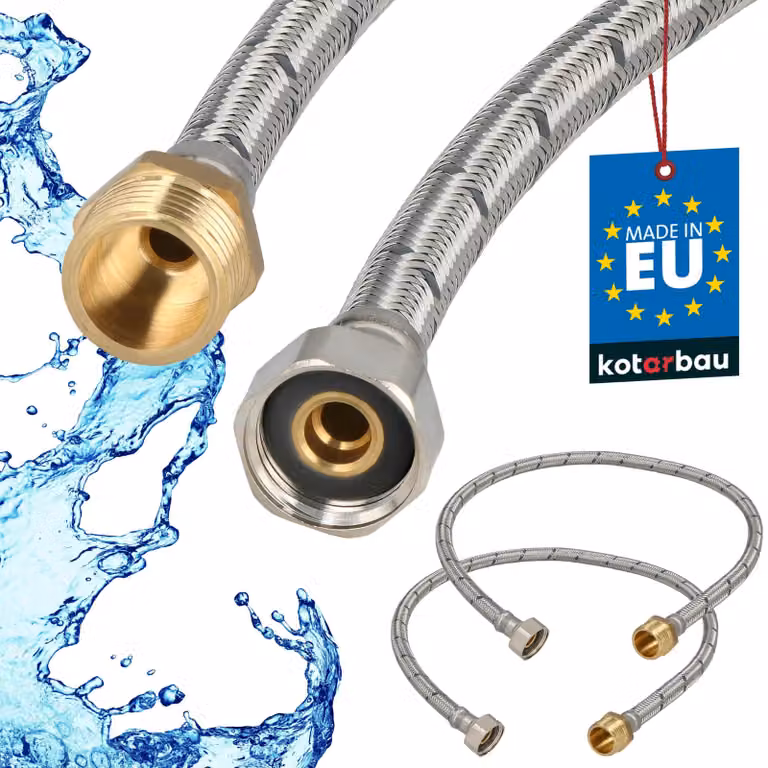 KOTARBAU® 2 Pezzi Tubo Flessibile per Rubinetto 1/2" x 1/2" Rinforzato 70cm Tubo Flessibile Rubinetto Cucina Maschio x Femmina Acciaio Inox