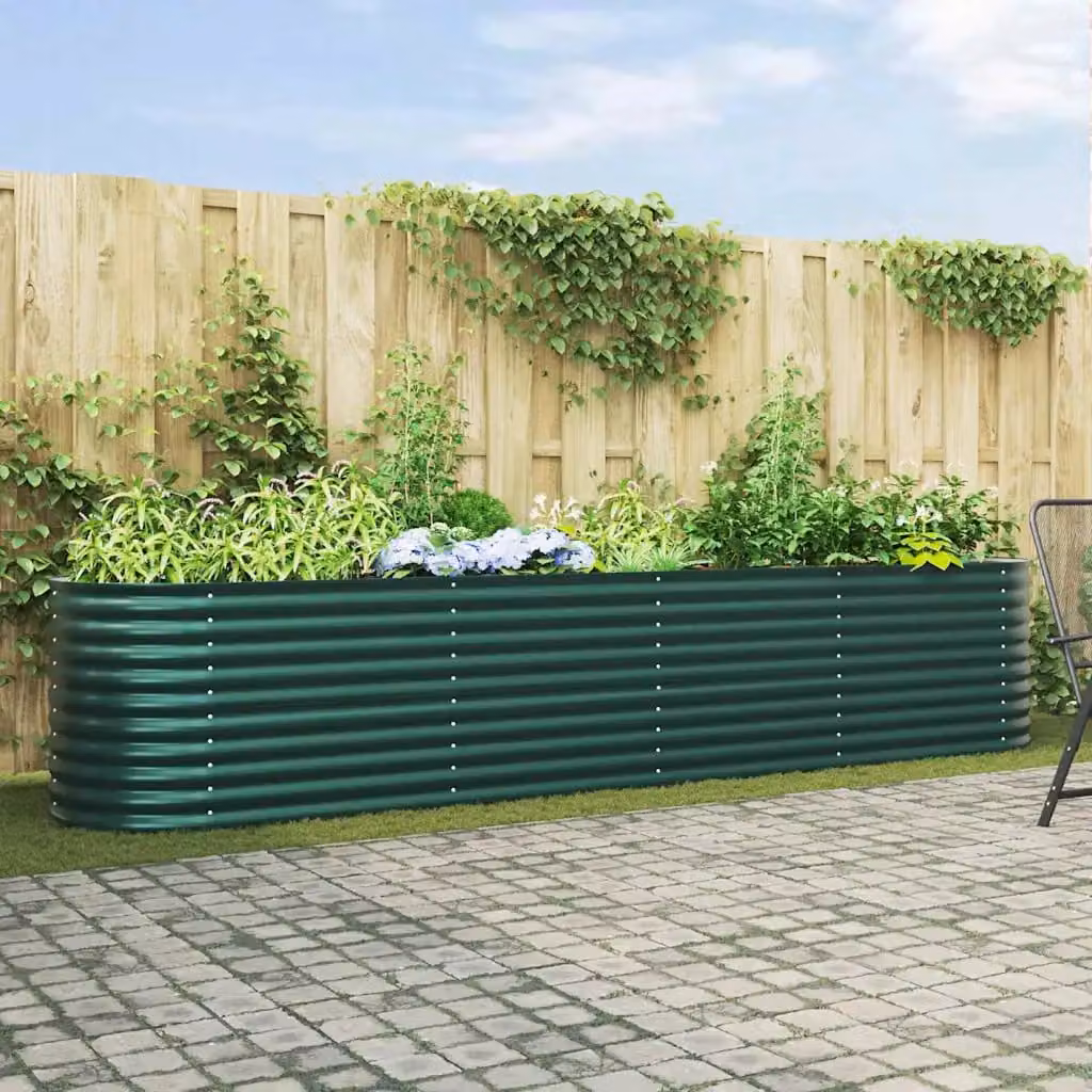 Letto rialzato vidaXL in acciaio verde per orto e giardino L: 400 cm, P: 80 cm, H: 81 cm