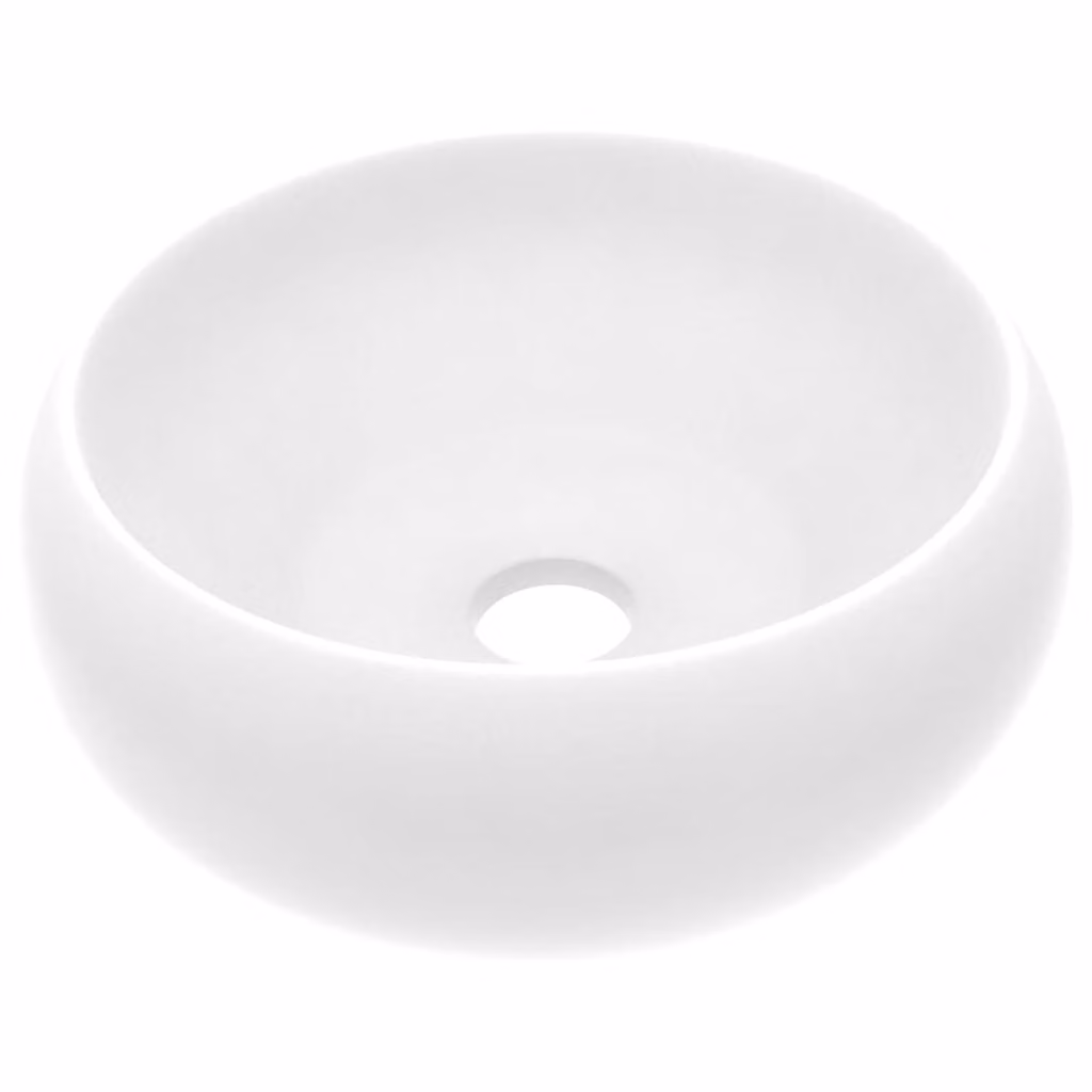 Lavandino Lusso Rotondo Bianco Opaco 40x15 cm in Vetroceramica
