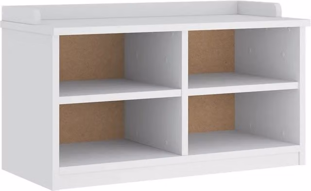 Panca da corridoio SANDNES bianca in legno di pino con portascarpe, L: 87 cm, P: 40 cm, H: 50 cm