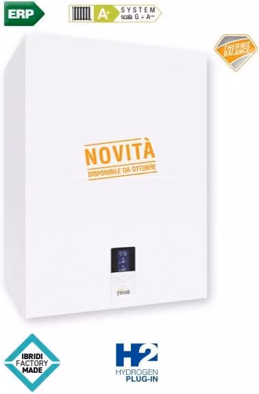 Caldaia a condensazione Ferroli Bluehelix HiTech RRT 34 K 50 con accumulo da 50 litri, kit scarico fumi incluso, tecnologia low NOx, Metano o GPL, colore bianco