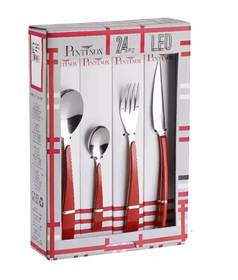 Servizio posate Led rosso 24 pezzi con confezione Regalo