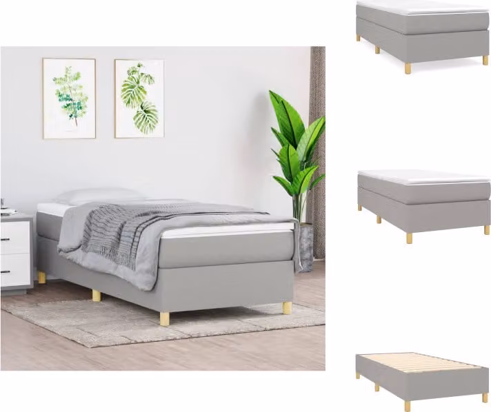 vidaXL Letto a molle con materasso grigio chiaro 80x200 cm in tessuto - Letti & strutture letto