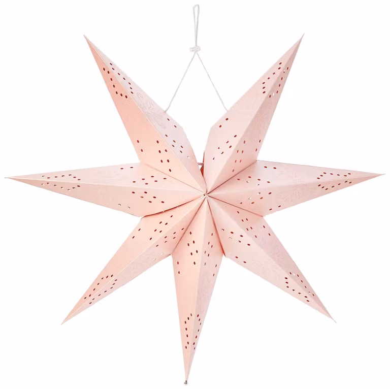 Lampada a stella in carta, stile romantico, metallo, attacco E14, colore rosa, dimensioni 16x54x50 cm
