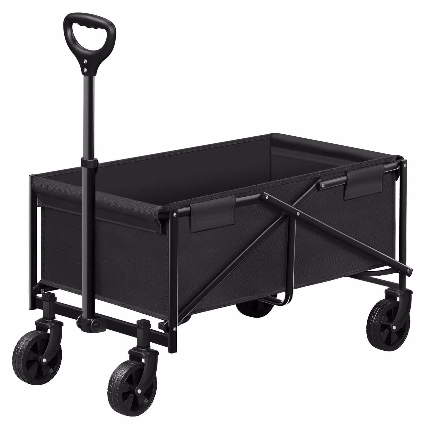 Carrello pieghevole - Carrello di trasporto - Maniglia regolabile - Capacità di carico: 80 kg - Ideale per giardino, spiaggia e spesa - Colore: nero