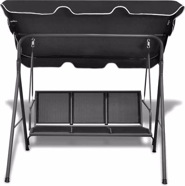 Panchina a dondolo da giardino con baldacchino DESIGN IN in acciaio nero opaco e tessuto textilene L/P/H: 178 x 155 x 112 cm