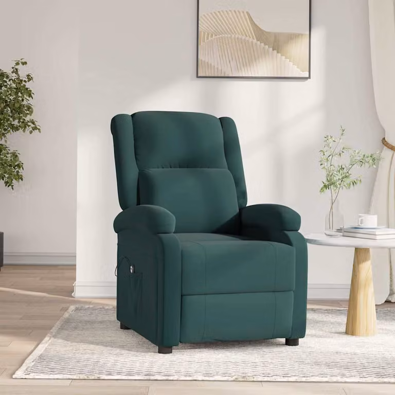 Poltrona Reclinabile Elettrica vidaXL in Velluto e Pelle Sintetica Verde con Braccioli e Design Moderno