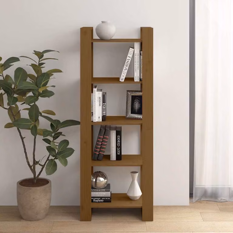 Libreria divisorio vidaXL in legno di pino massello stile rustico marrone, L 60 cm x P 35 cm x H 160 cm