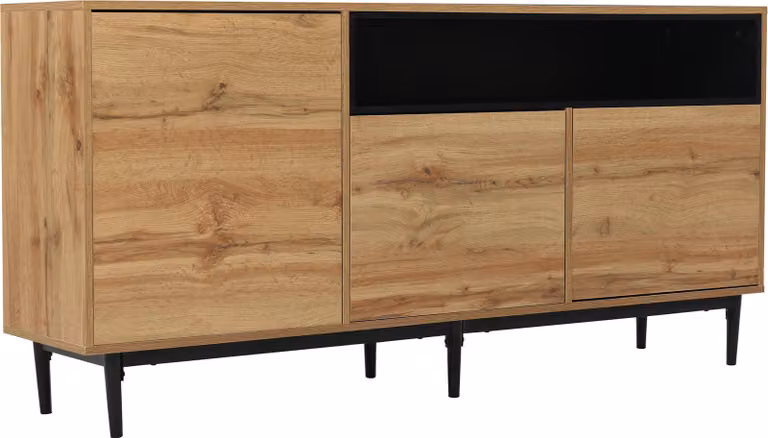 Credenza in legno a tre ante e ripiani Fortuna Lai - Mobile TV di design salvaspazio, robusto e affidabile