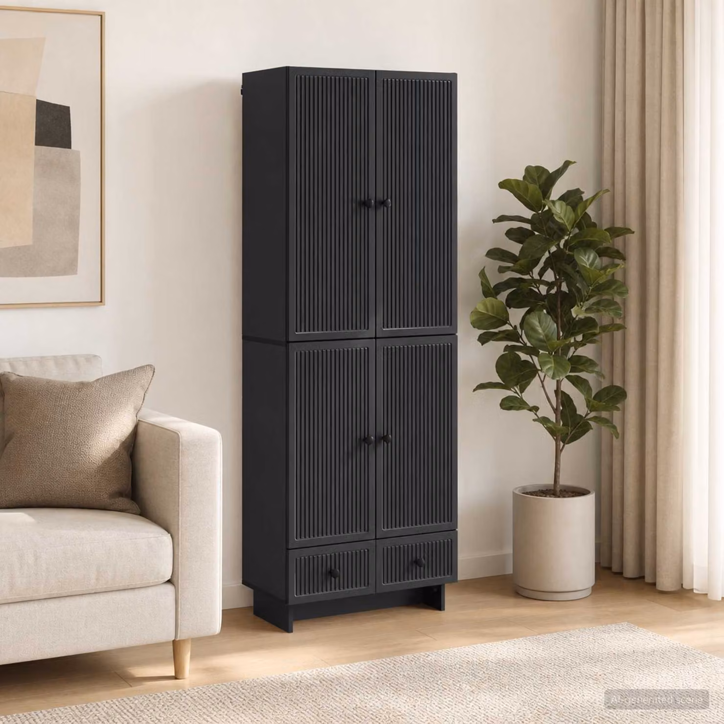 Set di 2 armadi da parete vidaXL in legno MDF nero opaco per soggiorno o giardino, L/P/H: 95 x 34,5 x 66 cm