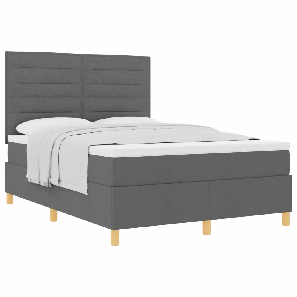 Letto a molle con materasso vidaXL in tessuto grigio, L/P: 140 x 190 cm – 2
