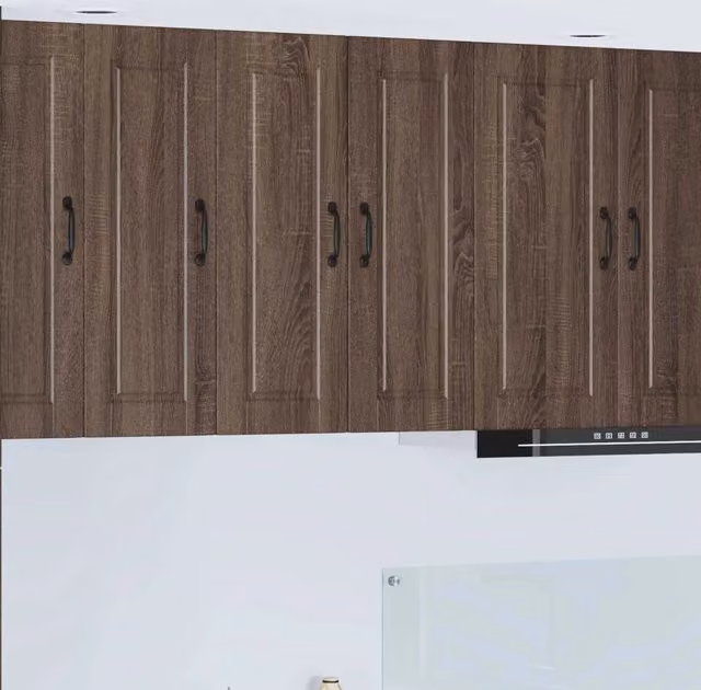 Set di 2 pensili da cucina vidaXL in legno rovere marrone con ante a battente e ripiani interni, L/P/H: 30 x 31 x 80 cm – 1