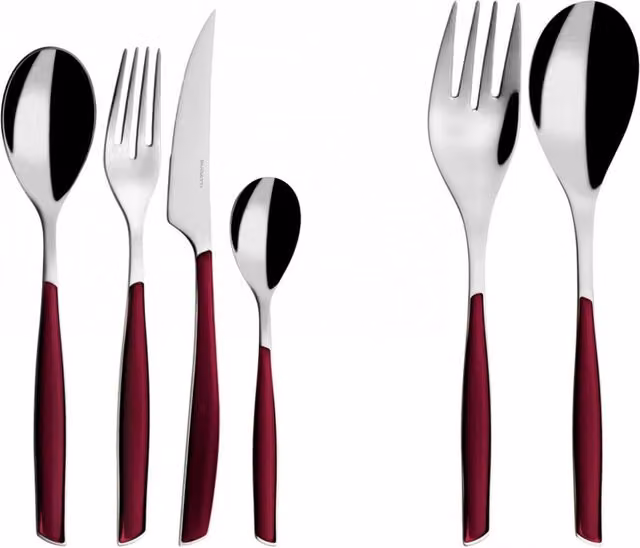 GLAMOUR, Posate Set 50 Pz, Scatola Gallery, Casa Bugatti Colore: Rosso Granata