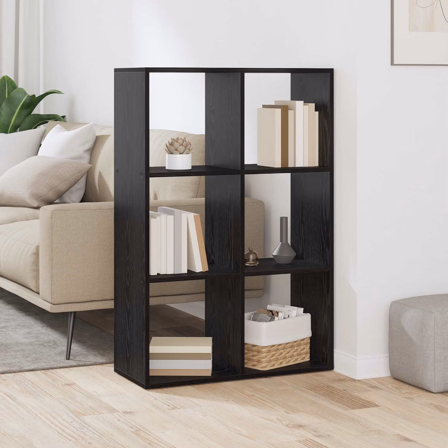 vidaXL Armadio per Libri a 6 Livelli in MDF Nero Opaco L: 69,5 cm, P: 29 cm, H: 103,5 cm