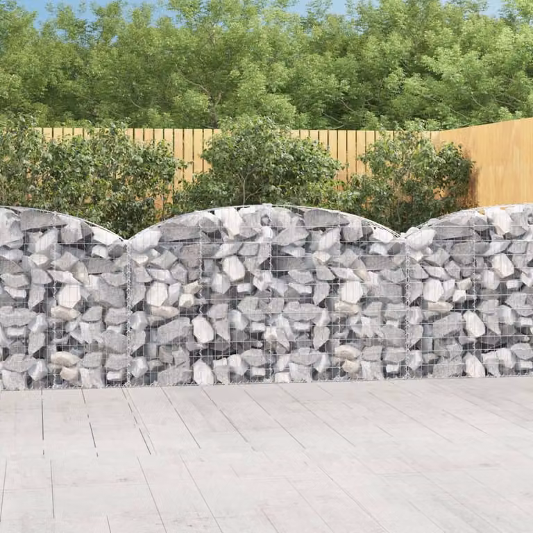 Cesto Gabbione ad Arco vidaXL in Acciaio Zincato Grigio L: 200 cm, P: 30 cm, H: 100/120 cm