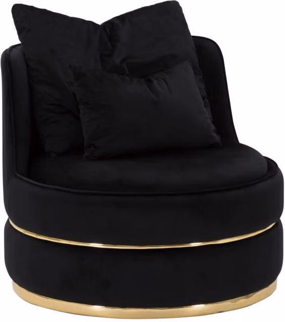 Poltrona Paris Space Nero/Oro Ø84x72 cm in Legno e Spugna Nero e Oro