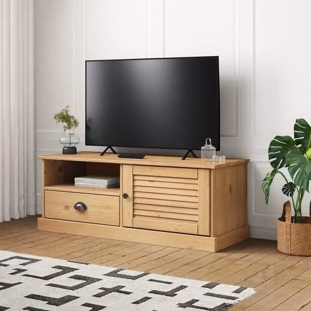 Mobile Porta TV VIGO vidaXL in Legno Massello di Pino Marrone, L/P/H: 106 x 40 x 40 cm – 1