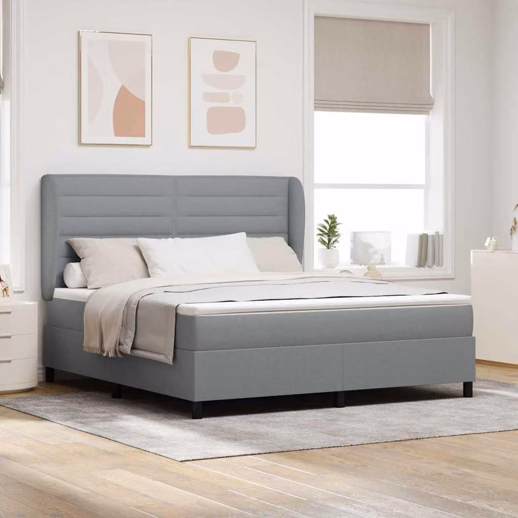 Maison Exclusive - Letto boxspring con materasso Grigio chiaro 180 x 200 cm Tessuto