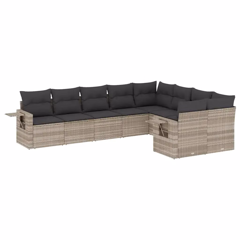 Set Divano da Giardino a L vidaXL 9pz con Cuscini Antracite e Polyrattan – 2