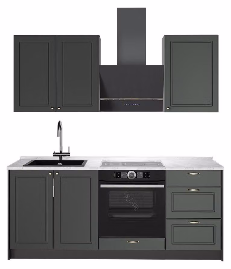 Cucina monoblocco Vicco Fame-Line Verde-oro rustico/Antracite 190 cm, PL Marmo, Model 64853