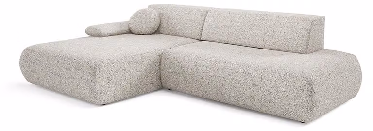 Divano angolare con funzione letto, modello Puentro, rivestito in tessuto effetto cenere (grigio)
