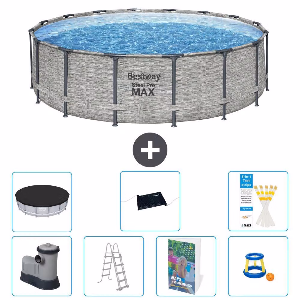 Piscina gonfiabile Bestway Steel Pro MAX, rotonda, 488x122 cm, composta da 6 parti, modello S559
