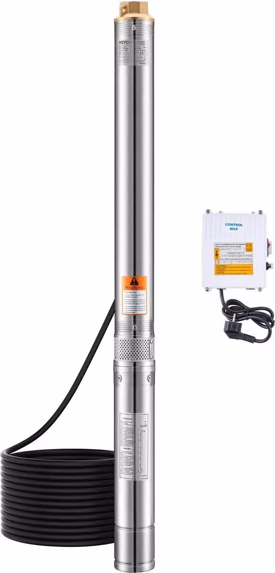 Pompa sommergibile per pozzi profondi da 550 W Pompa per acqua in acciaio inossidabile 174 piedi 100 l/min