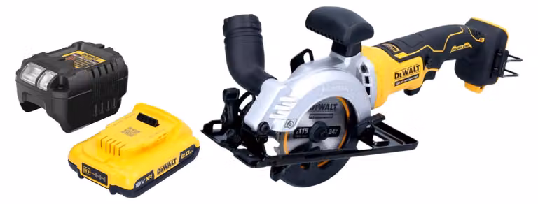 Sega circolare a batteria DeWalt DCS 571 D1 18 V 115 mm brushless + 1x batteria 2,0 Ah + caricabatterie