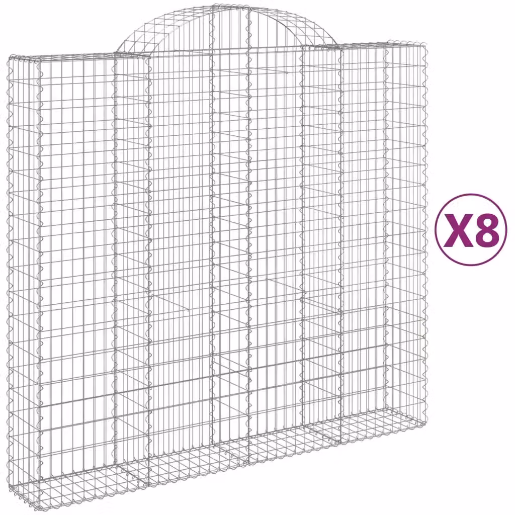 Set di 8 Cesti Gabbioni ad Arco vidaXL in Acciaio Zincato Argento L: 200 cm, P: 50 cm, H: 180-200 cm – 2