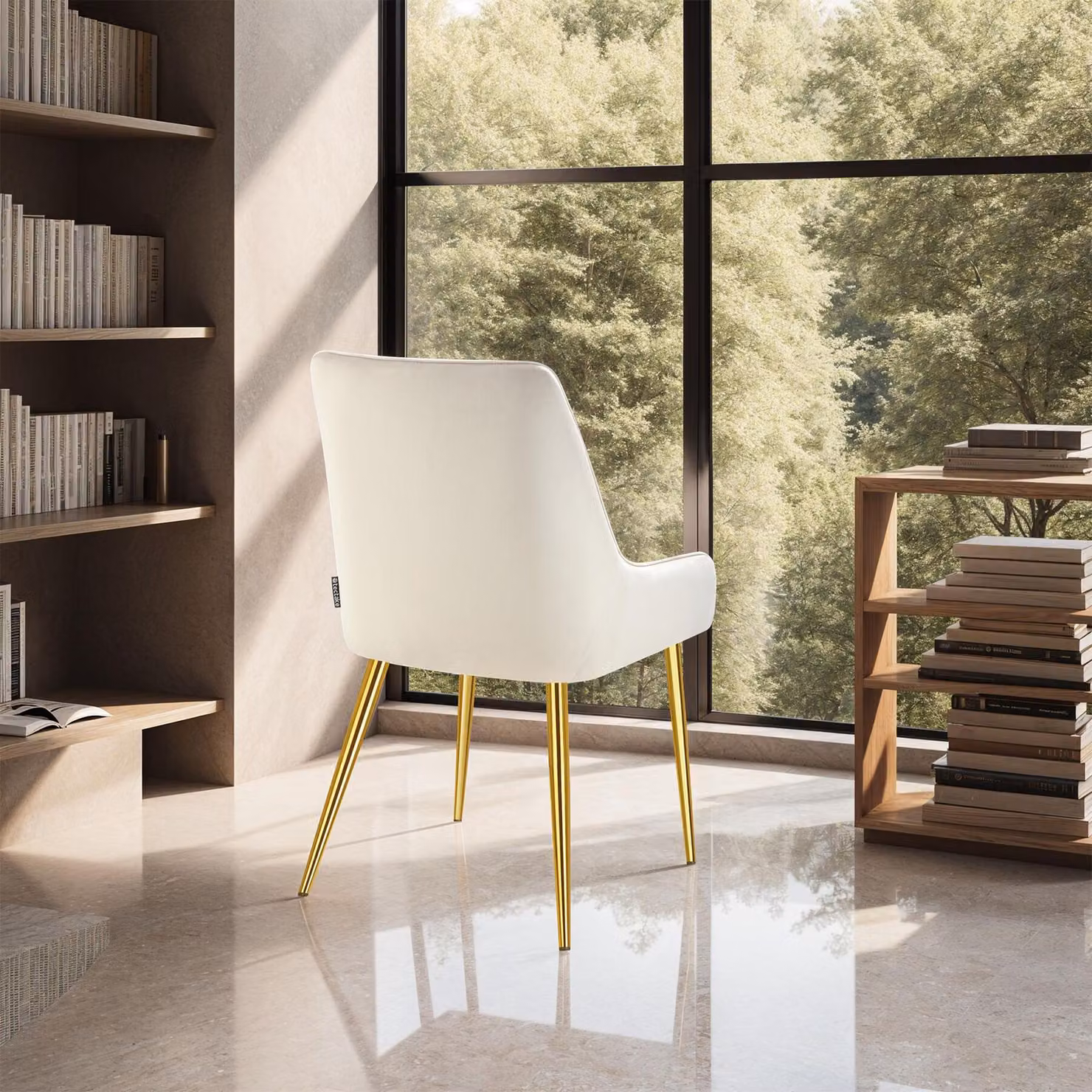 Set di 2 sedie imbottite Avane TecTake in velluto beige con design scandinavo per soggiorno e cucina – 2