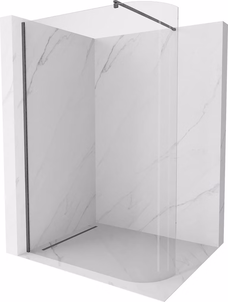 Mexen Kioto-R parete doccia curva Walk-in 130 x 200 cm, trasparente 8 mm, grigio canna di fucile spazzolato - 800-130-101-66-06