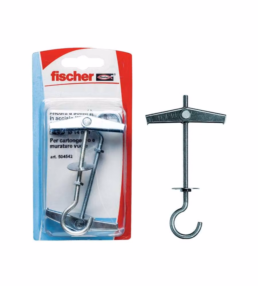 Set di 2 tasselli ancora Fischer KDH 4 K con gancio per soffitti e lastre in cartongesso, colore argento, diametro 14 mm