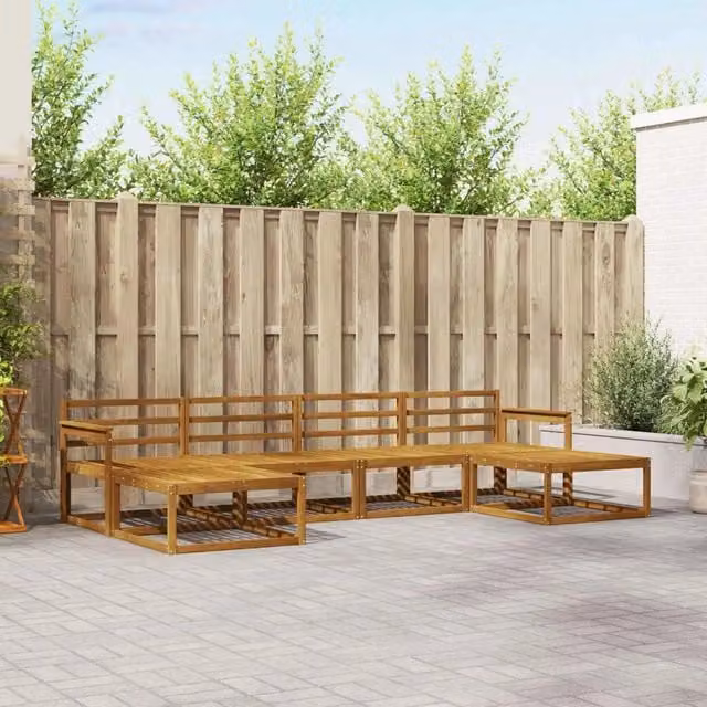 Set di divani da esterno 6 pz Naturale Legno di Acacia Massello 3367952