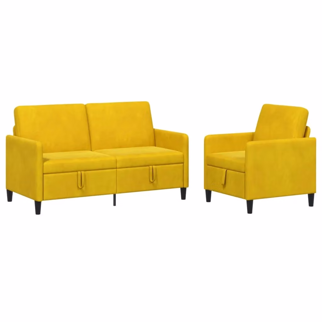 Set di 2 Divani Moderni vidaXL con Contenitore Giallo e Nero in Tessuto con Seduta Sollevabile per il tuo Soggiorno – 2