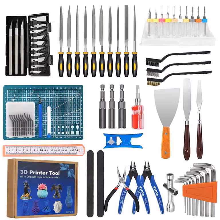 Accessori per stampante 3D - Set da 84 pezzi - Utensili da taglio e aghi di pulizia - Sbavatore e pinzette