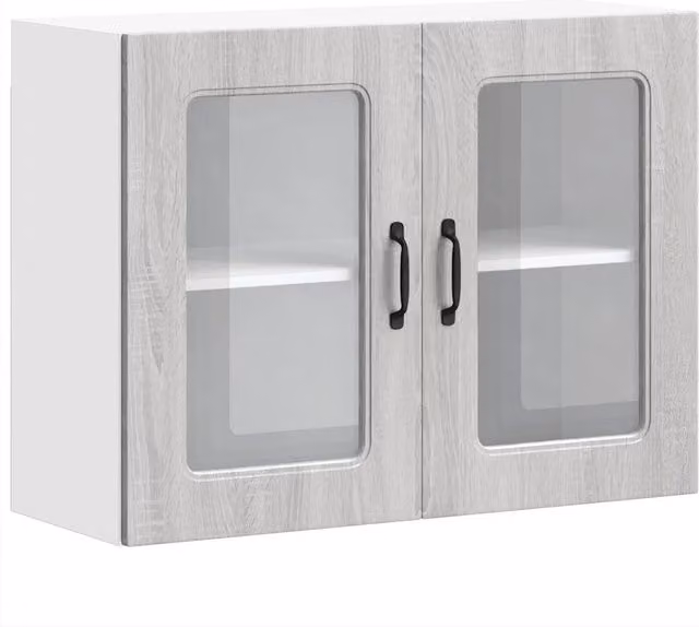 Pensile da cucina Kalmar con ante in vetro Grigio Sonoma L 80 x H 60 x P 31 cm