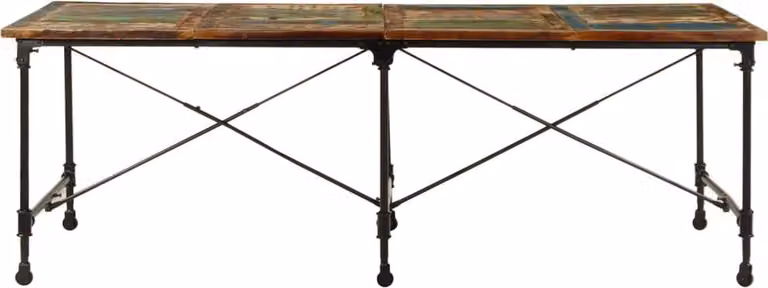 vidaXL Tavolo da pranzo 220x90x77 cm in legno massiccio antico
