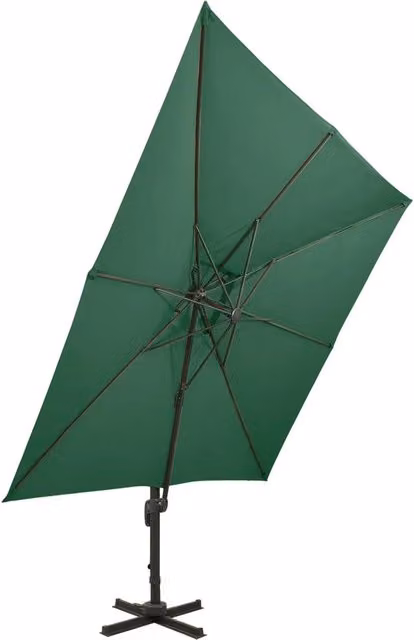 Ombrellone a Sbalzo con Doppia Copertura-Ombrello da giardino 300x300 cm Verde