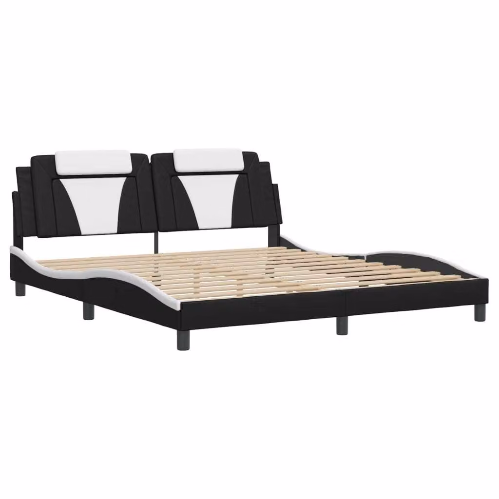 Giroletto Viana senza Materasso Nero e Bianco 180x200 cm in Pelle finta